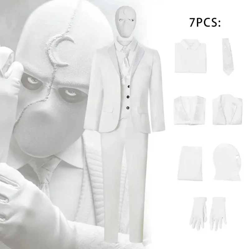 Костюм для косплея Moive Moon Knight рубашка жилет брюки белый пиджак перчатки галстук