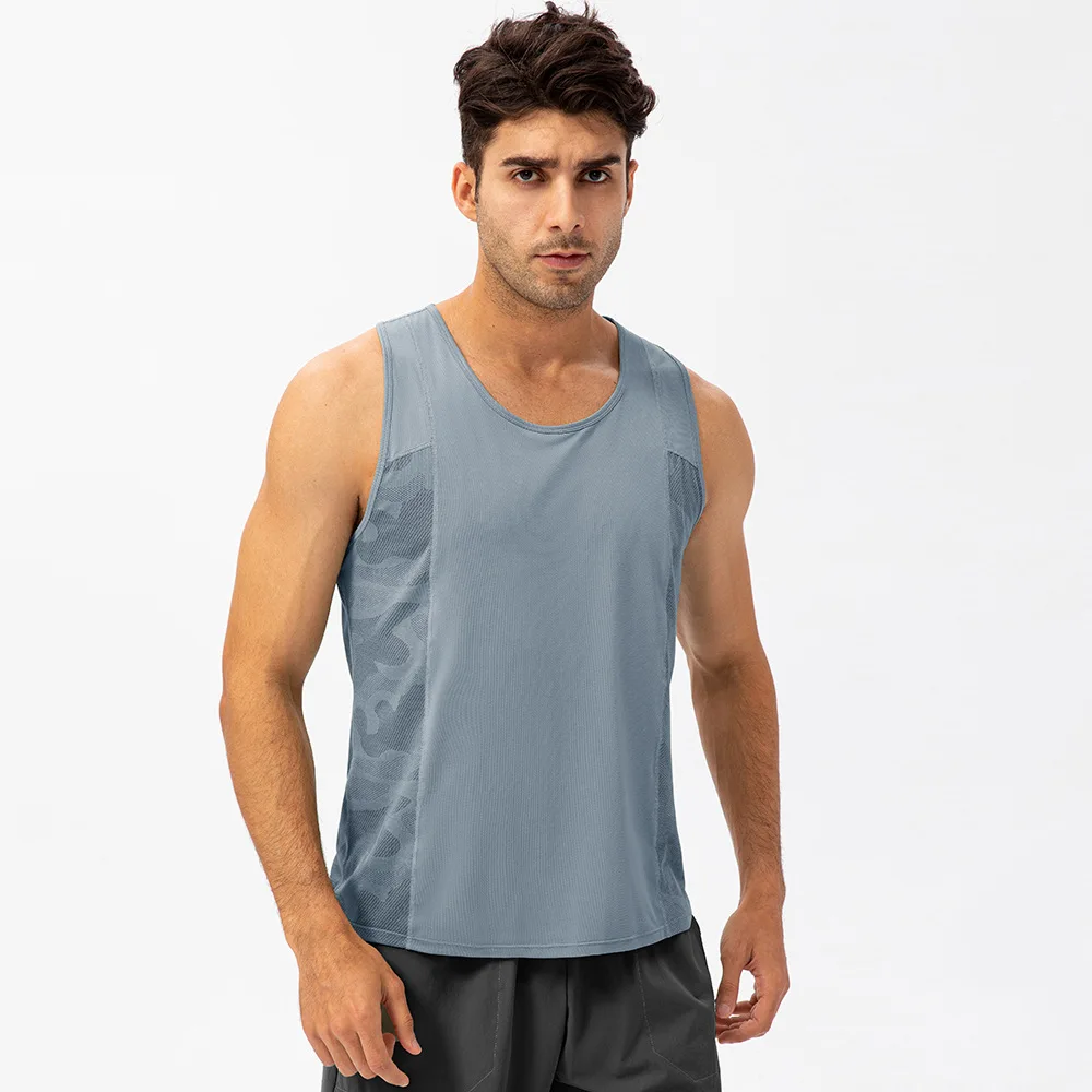 Men's Sports Vest Loose T-Shirt Breathable Quick Drying Fitness Clothes Outdoor Running Training Vest Mesh Breathable Tank Top