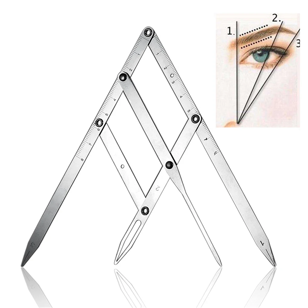 

Eyebrow Ruler Permanent Makeup Stainless Steel Stencil 3-Point Positioning Caliper Measurement Accessories Beginners