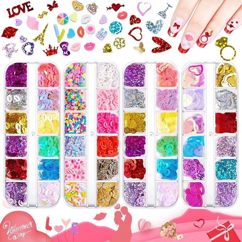 

Valentine's Day Nail Art Soft Pottery Sequins Makeup Nail Art Sequin Jewelry Love Gift Rose Glitter Powder For Nail Beauty