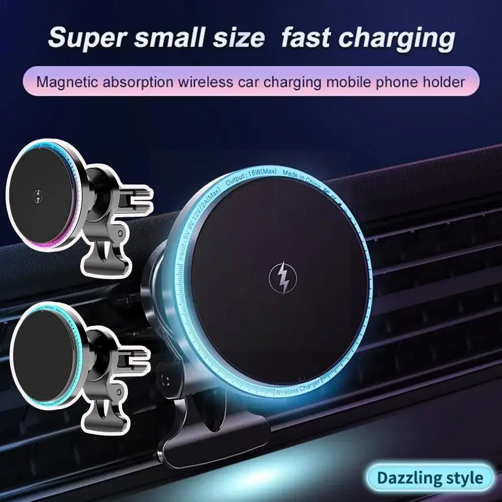 

NEW Magnetic Wireless Charger Car Air Vent Stand Phone Holder 15W Fast Charging Station For iPhone 12 13 14 Pro Max Mini ma Y3R1
