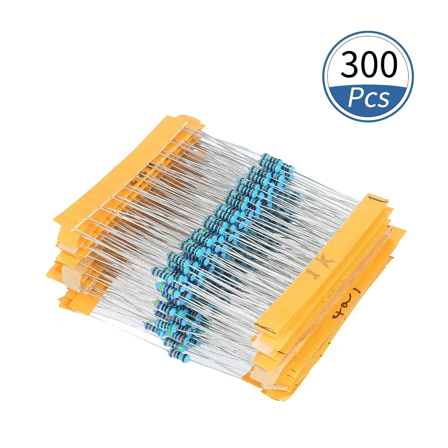 

300PCS 1/4W Chromatic Ring Resistor Metal Film Resistor Assortment Kit with Permissible