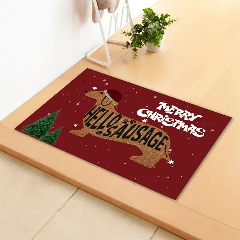 

Water Absorbent Bath Mat Polyester Fiber Easy Cleaning Balcony Floor Mats Cute Dachshund Anti-fouling Floral Door Mat 190g