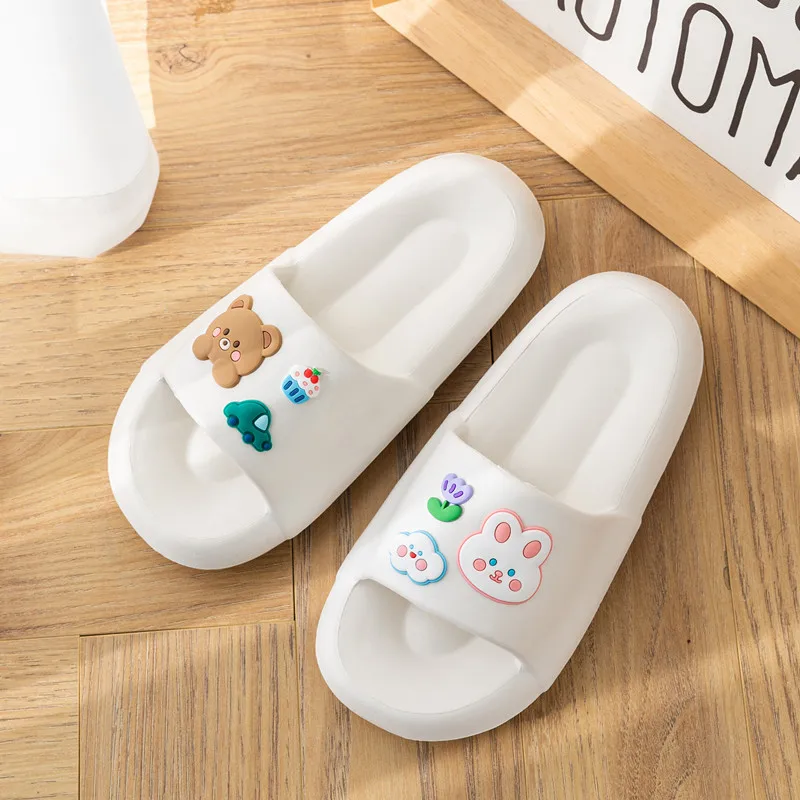Women's Cartoon Bear Rabbit Decor EVA Slippers Flower Summer Soft Comfy Light non-slip Home Bathroom Slippers Beach Casual Shoes
