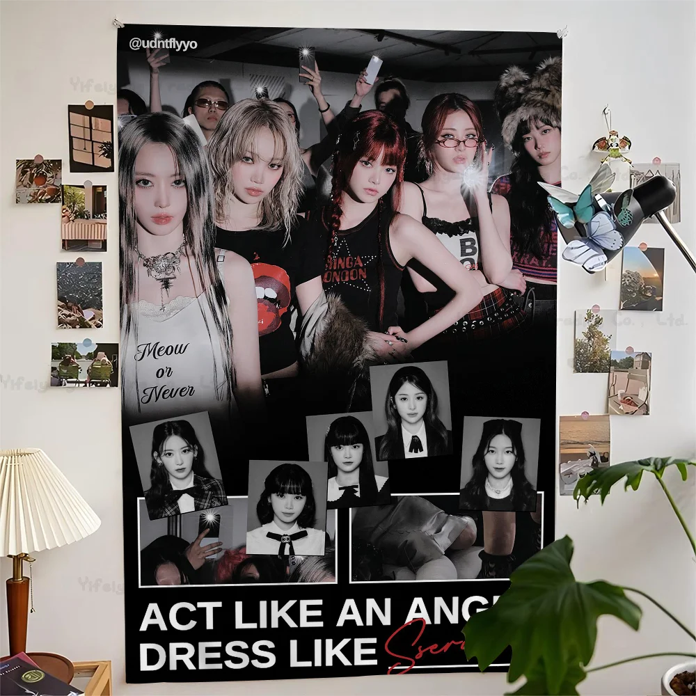 Kpop LE-SSERAFIM гобелен для девочек художественная печать японский настенный аниме