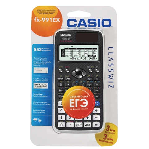 Casio engineering calculator fx-991ex-s-eh-v 552 LB dual power 166x77mm blister d/Ege certified | Calculators