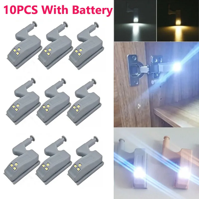 

5 10PCS LED Cabinet Light LED Inner Hinge Lamp Closet Light Battery Wireless Lamp Universal Wardrobe Cupboard Sensor Lighting