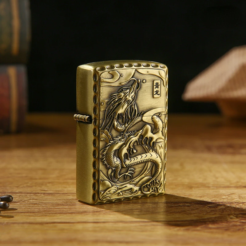 

Briquet Encendedores Retro Kerosene Creative Relief Four Great Beasts Lighter Blue Dragon White Tiger Zhuque Xuanwu