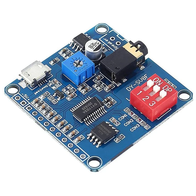 

Voice Playback Module MP3 Player UART I/O Trigger Amplifier Class D 5W 8M Storage DY-SV8F Flash SD/TF Card