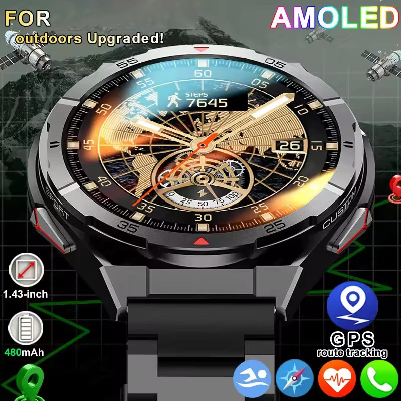 Фото 2025 Новые GPS Спортивные Смарт-часы Мужчины 1,43-дюймовый HD AMOLED Экран Компас Bluetooth Вызов Сердечный ритм Водонепроницаемые Смарт-часы 2025Новинка №1