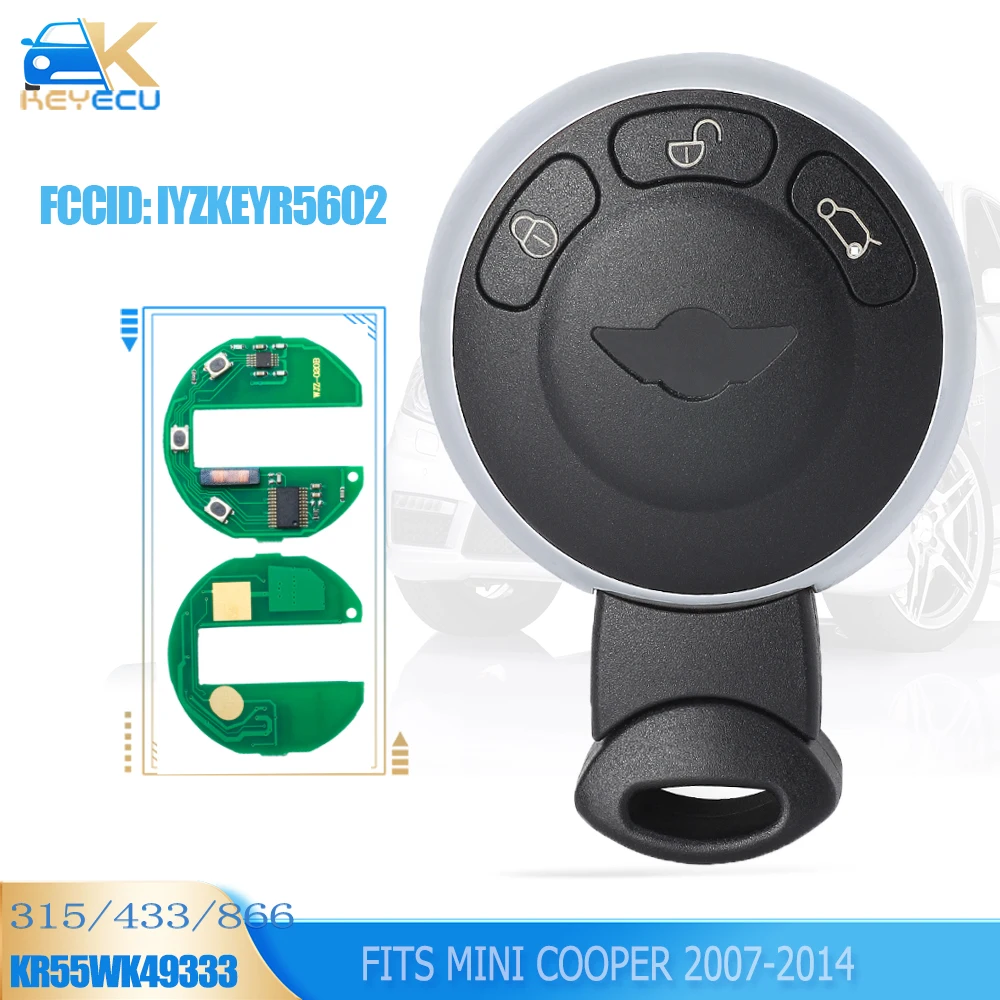 

KEYECU IYZKEYR5602 315MHz/433MHz/868MHz 3B для 2007 2008 2009 2010 2011 2012 2013 2014 Mini Coope