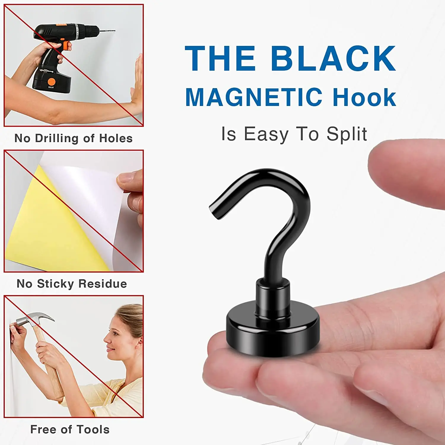 

Strong Magnetic Hooks Heavy Duty with Epoxy Coating Refrigerator Magnetic Cruise Hooks for Hanging Classroom Office マグネットフック