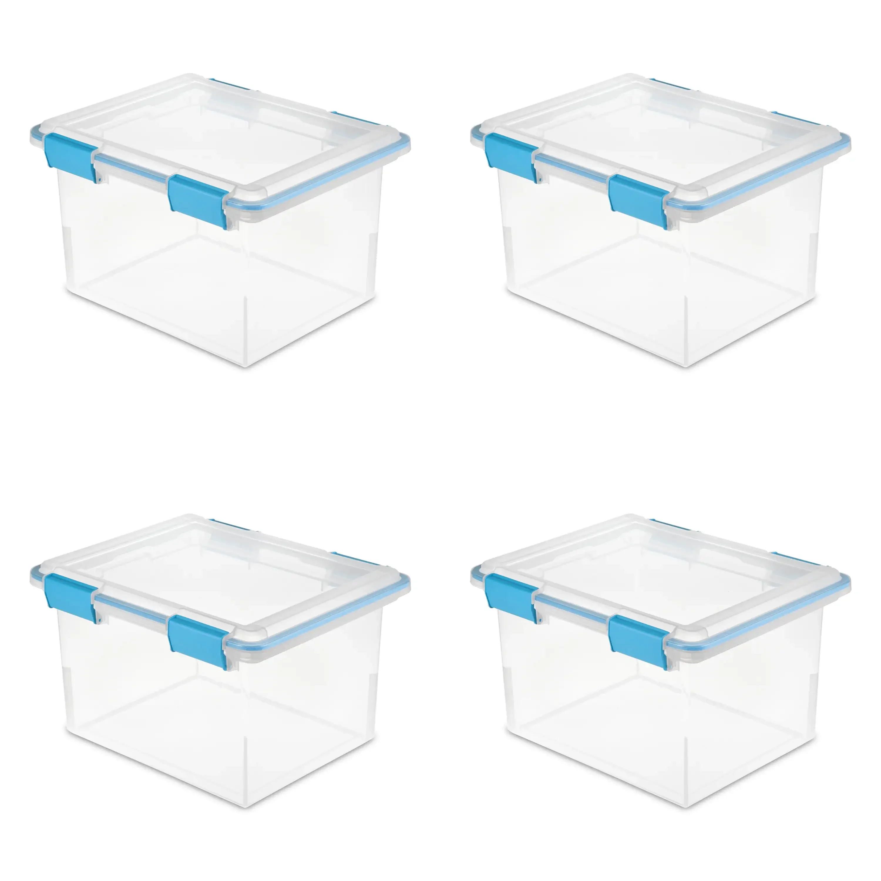 

Sterilite 32 Qt Gasket Box Clear Base and Lid Blue Aquarium Set of 4