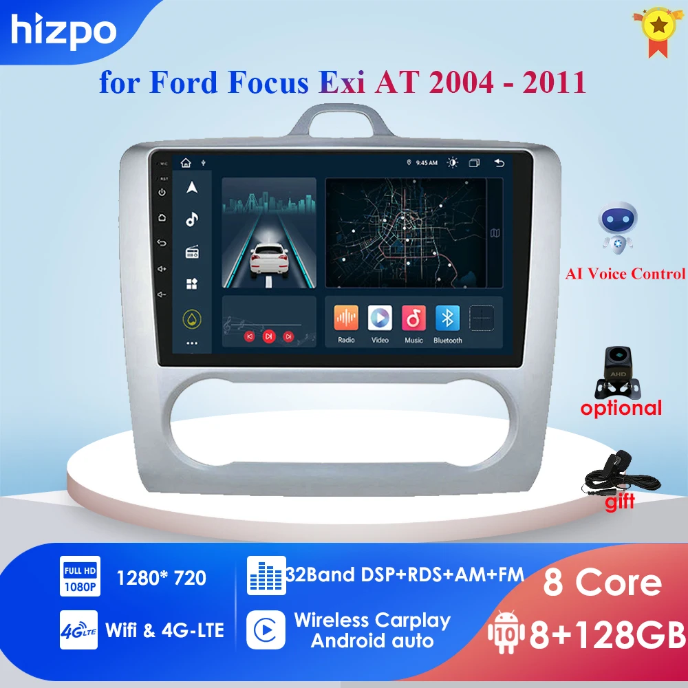 

Автомобильный мультимедийный плеер, стерео-система на Android 10,0, с GPS, Wi-Fi, RDS, DSP, Carplay, для Ford Focus Exi AT 2004 - 2011