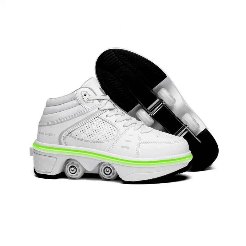 Roller Skates Dual Purpose Deformation Shoes Double Row Runaway Roller Skates Atmosphere Light Four Wheel Runaway Shoes