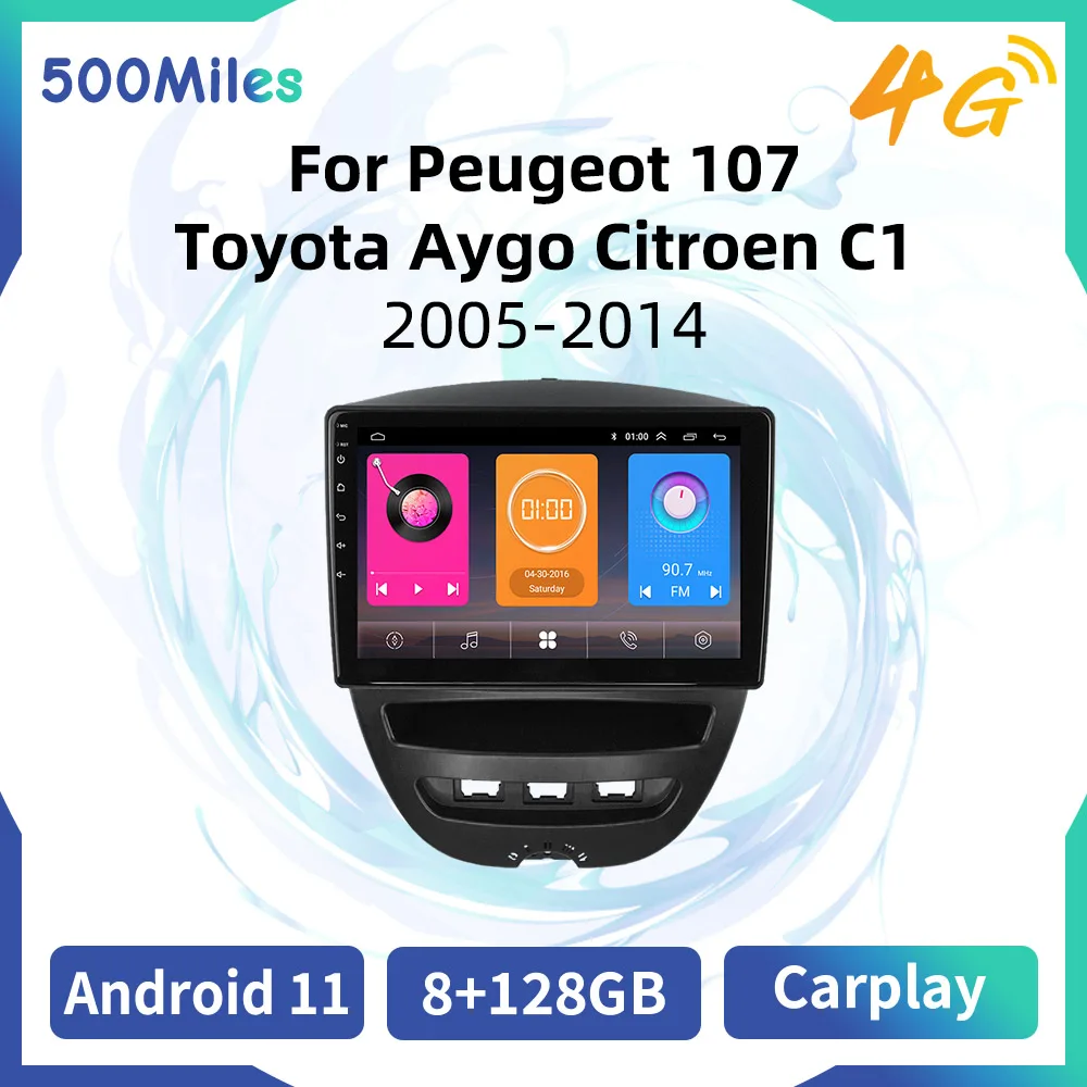 

Car Multimedia Player for Peugeot 107 Toyota Aygo Citroen C1 2005-2014 Android 2 Din Radio Stereo Screen Navigtion GPS Carplay