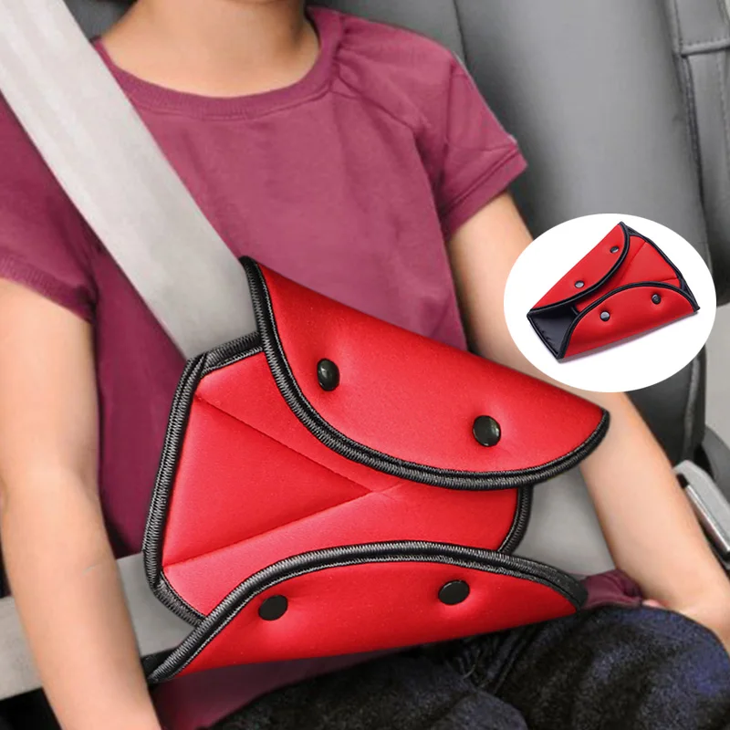 

Car Child Seat Belt Retainer Child Neck Protection Belt Universal Car Seat Belt Cover Soft Adjustable Triangular Anti-collision