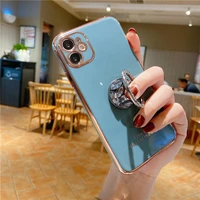 electroplated phnom penh mobile phone case iphone 13promax 12 11 pro max xs xr x se 7 8 plus case with crystal ring