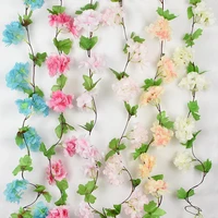 1pc 235cm artificial sakura cherry blossom plant ivy flower string party wedding arch home garden decor wall hanging rattan vine