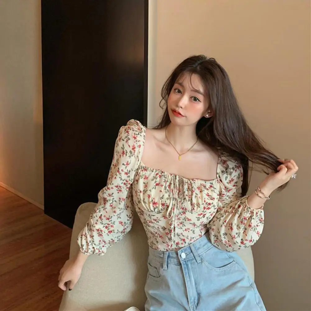 

Beautiful Summer Spring Blouse Breathable Retro Summer Spring Blouse Long Sleeves Soft Women Top Women Clothing