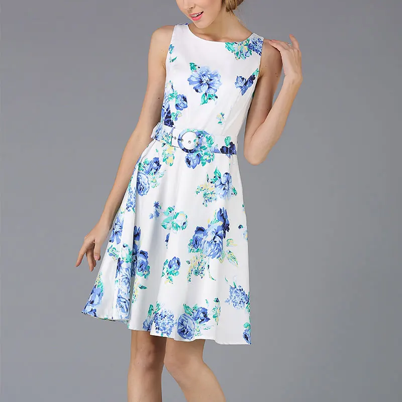 

European and American High-End plus Size2021Spring European Goods Hot-Sale Skirt Sleeveless Spring and Autumn Vest Sweet Printed