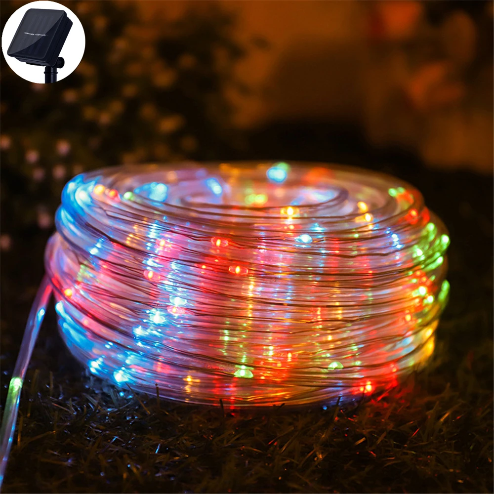 

Solar String Lights Outdoor 5m 10m 20m Led Rope Tube Waterproof Fairy Light For Christmas Garden Decoration 8 Modes Lighting