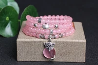 6mm natural powder crystal beads bracelets fine rose quartz beaded jewelry for woman as gifts drop shipping