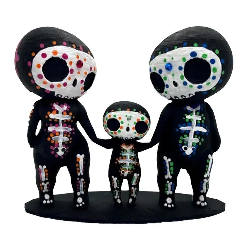 

Skull Couple Figurine Resin Crafts Cute Statue Decorative Sugar Skulls Hand In Hand Halloween Skull Statues Gifts For Home