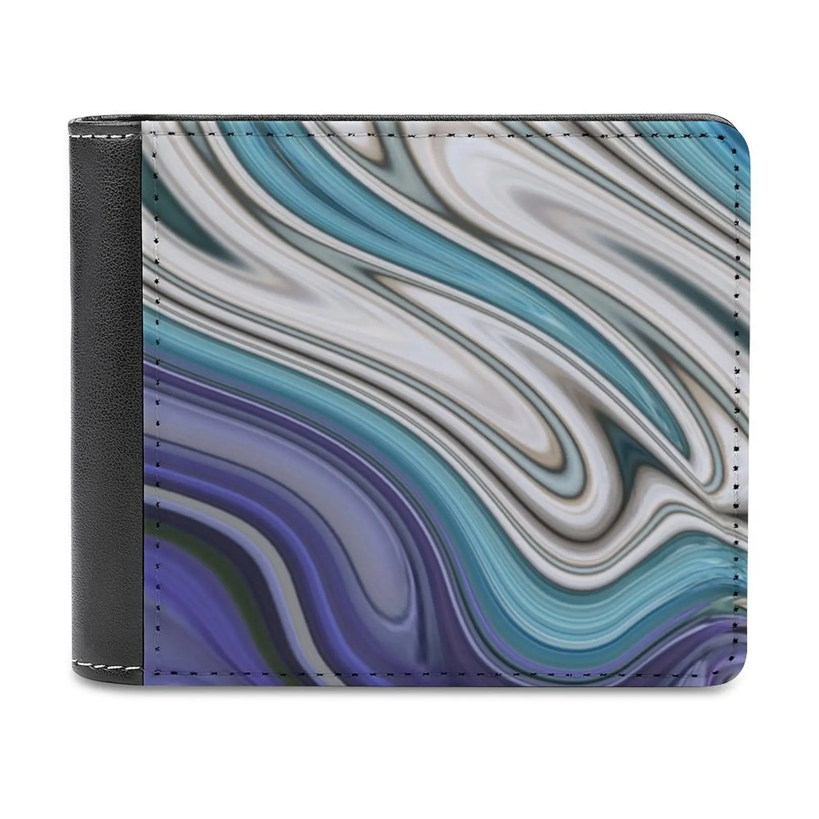 

Summer Beach Ocean Blue Swirls New Fashion Pu Leather Men's Wallet Women Purses Personalized Wallets Blue Purple Swirls Marble