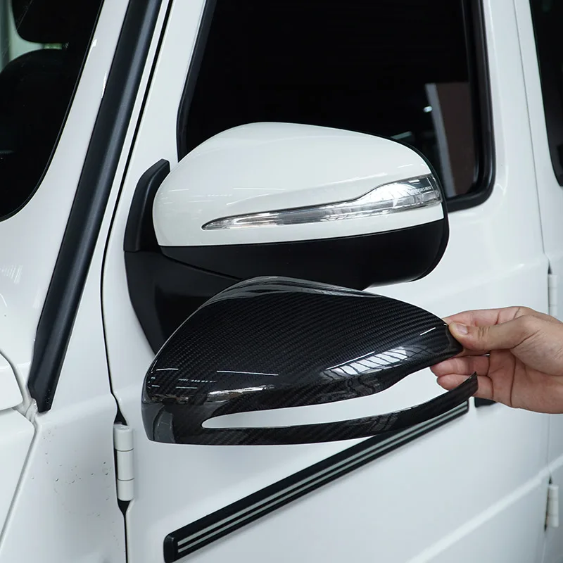 

Настоящее углеродное волокно для Mercedes Benz G-Class G500 G63 2019-2020, автомобильная внешняя крышка зеркала заднего вида, декоративная наклейка, аксессуары