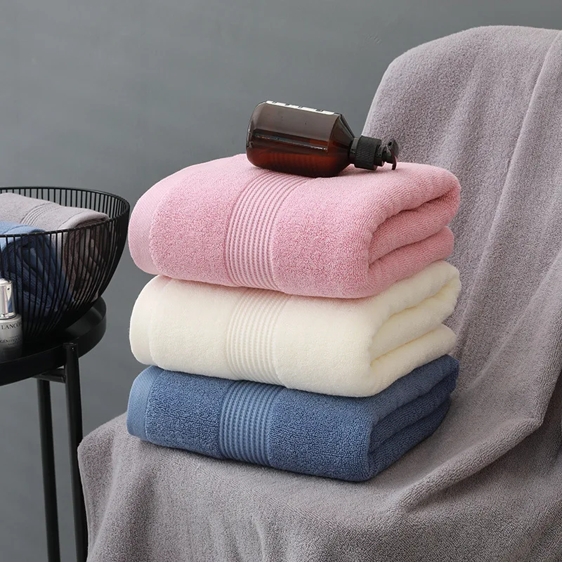 

Men's And Women's Solid Color Bath Towel Household Cotton Towel Sports Travel Beach Towel Cotton Highly Absorbent Bath Towel