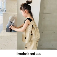 imakokoni original childrens clothing pure cotton velvet stitching ball vest spring and summer cute top 22833