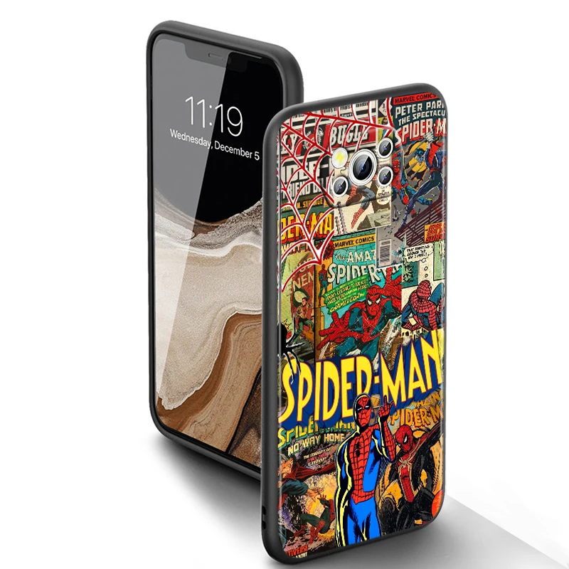 Супергерой Человек-паук Marvel для Xiaomi Poco X6 X5 X4 X3 F4 F3 NFC M6 M5 M4 GT S Pro 4G 5G C65 черный мягкий