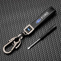 leather car keychain 3d metal horseshoe buckle keyring key chain gift accessories for ford focus fiesta ranger mondeo escort mk2