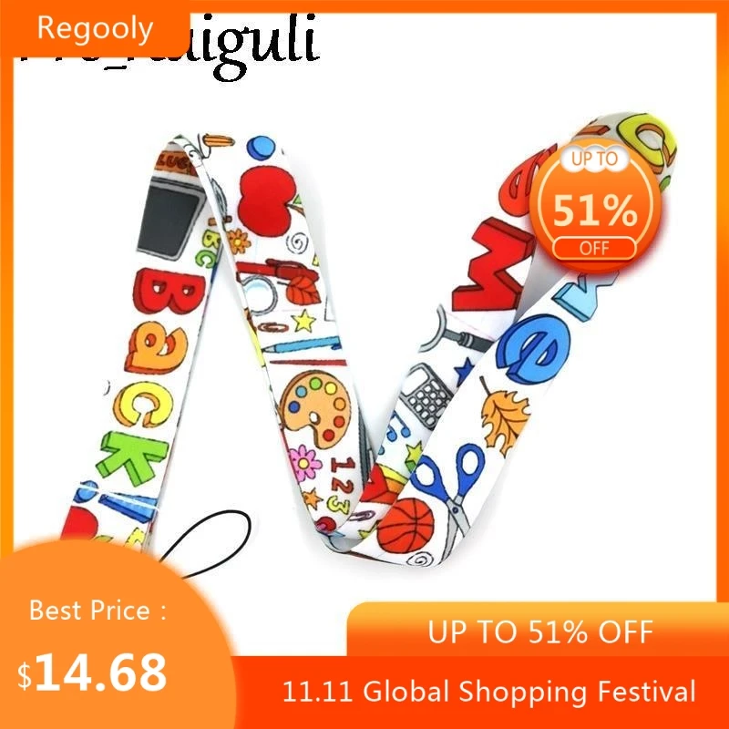 

30pcs School supplies Neck Strap Lanyards ID badge card holder keychain Mobile Phone Strap Gifts decorations