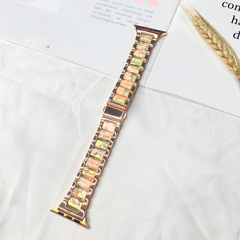 Resin watch link For Apple Watch Band Series7 6 5 4 3 SE iWatch 41mm 45mm 40mm 44mm 42mm 38mm Wrist Belt enlarge