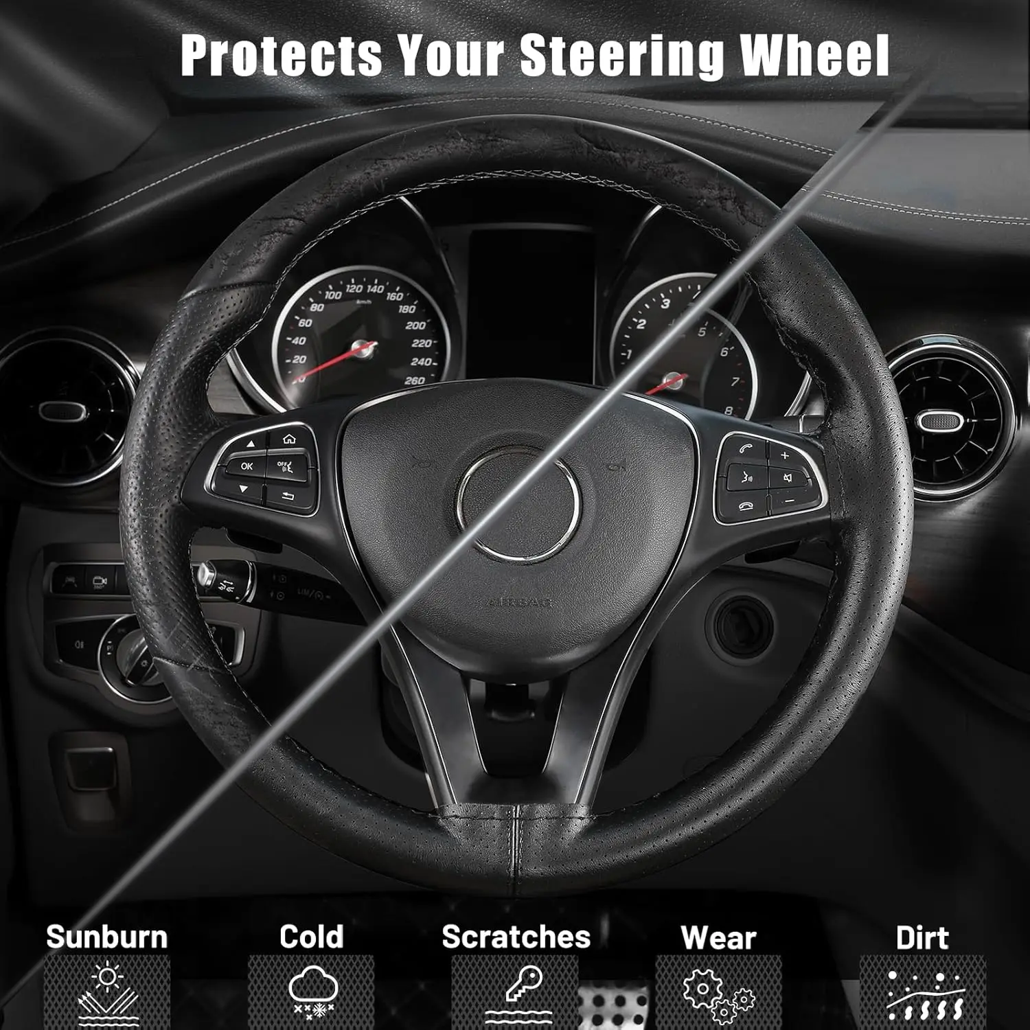 Универсальный 38 см автомобильный чехол на руль DIY ручное шитье плетение для JEEP