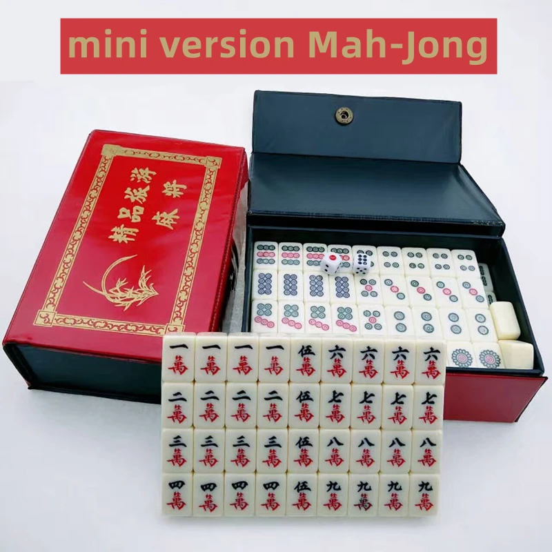 

Mini Mah-Jong Chinese Numbered Mahjong Set Game Board Set Portable Chinese Toy with Box Party Gambling Game Board Portable