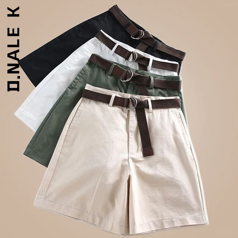 

D.Nale K Pants New Shorts Women Shorts All-match 4 Solid Color Hip Soft pants Leg Pant Wide Leg Bottoms Korean Women's Pants