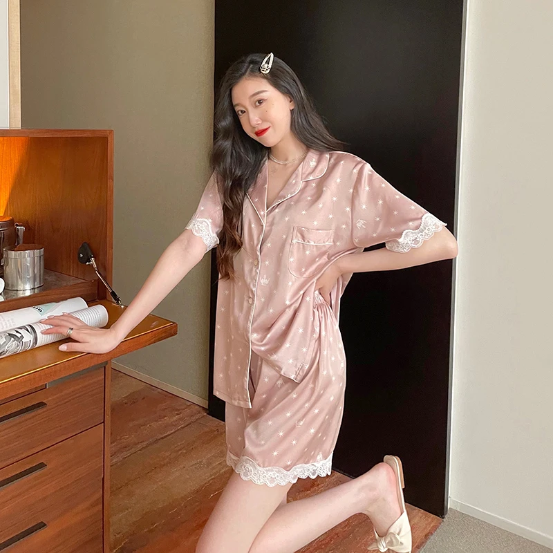 Женская кружевная пижама Y2k с цветочным принтом