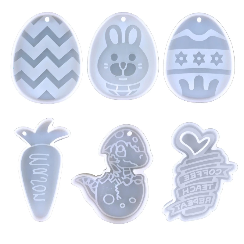 

Silicone Mold Easter Series Keychain Mould with Hole Keyring Pendant DIY Craft