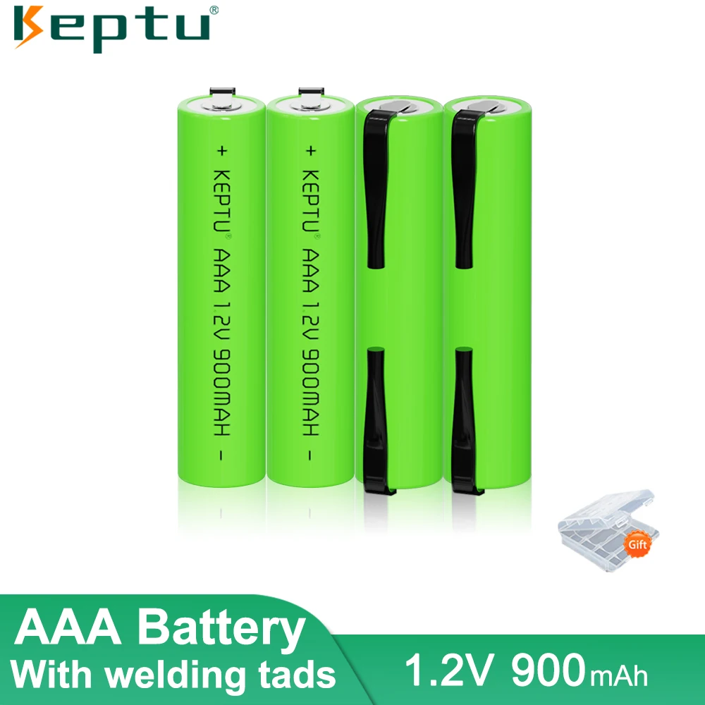 

KEPTU AAA Rechargeable Battery 1.2V 900mah Nimh Green Shell aaa with Welding Tabs for Philips Electric Shaver Toothbrush Razor