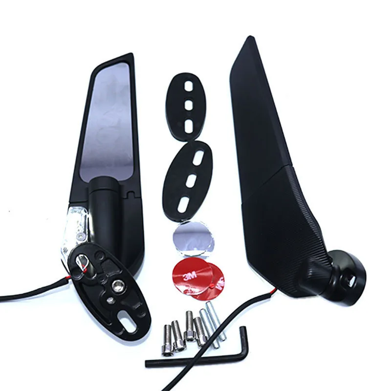 

Universal Rearview Mirror Motorcycle Side Mirrors With Light Motorbike Mirrors Modified Accessories Nondestructive Installation