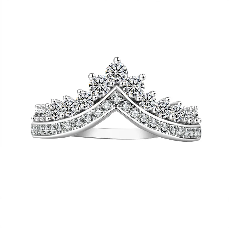 JECIRCON S925 стерлингового серебра полный муассанит кольцо принцесса Корона модные