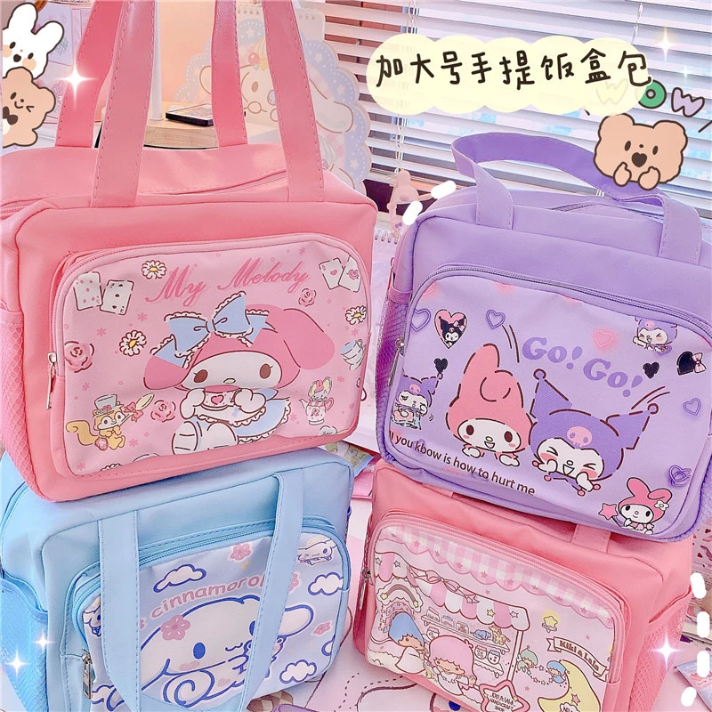 

Sanrioed Kawaii аниме Kuromi Mymelody Cinnamorol помпон пурин ПУ водонепроницаемый Ланчбокс сумка молния мешок для мам Рождественский подарок