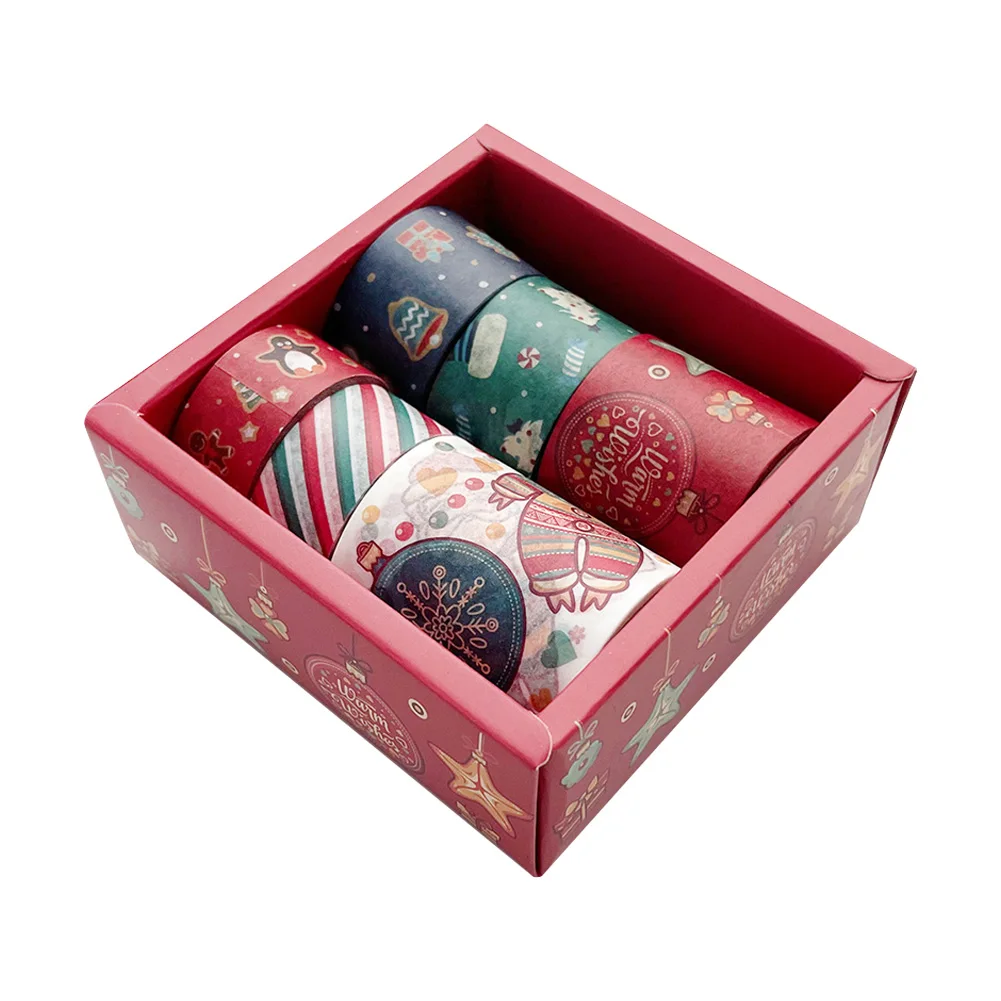

6Pcs/Box Merry Christmas Masking Washi Tape Set Holiday Gift Decorative Adhesive Tape Decora DIY Scrapbooking Sticker Label