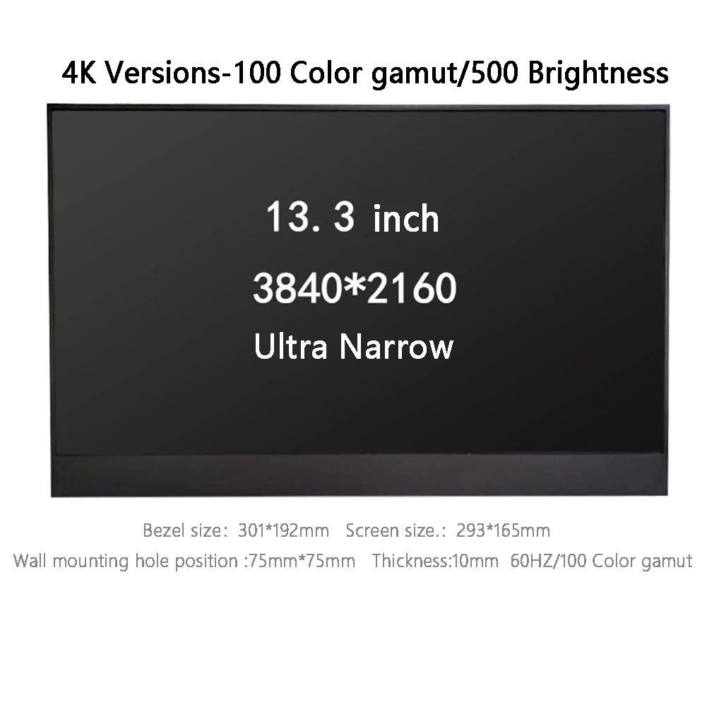 

For Laptop PS4 Portable Monitor 13.3'' 4K 3840*2160 Display Screen