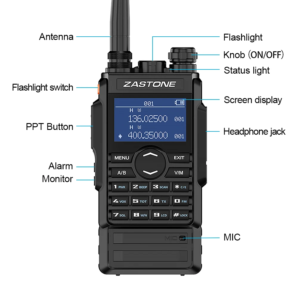 Zastone M7 Walkie Talkie UHF VHF Two Way Radio 5W Professional Dual Band Ham Radio Satellite Communication Hf Transceiver enlarge