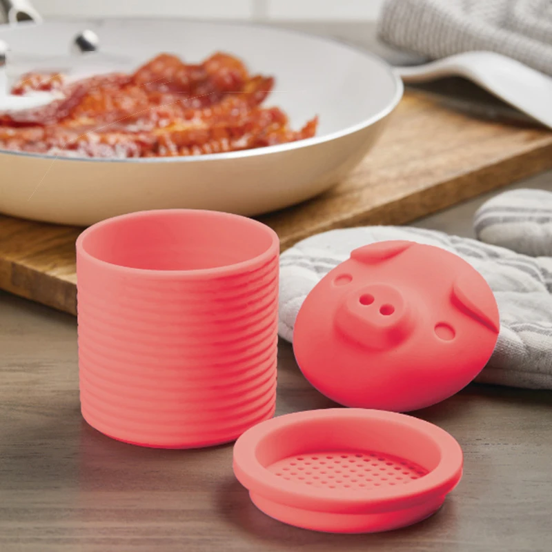 

Bacon Grease Container Piglet Shape Food Grade Silicone Grease Collector Kitchen Accessories 2020 New Fashion
