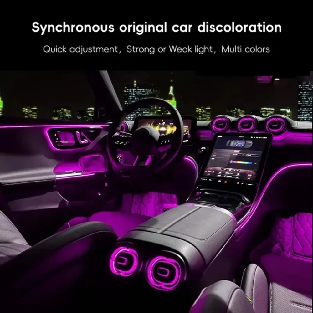 Фото Светодиодная подсветка салона (64 цвета) для Mercedes GLC300 GLC350, турбинная, для задних дефлекторов кондиционера, обновление для C/GLC-класса W206 X254 №2